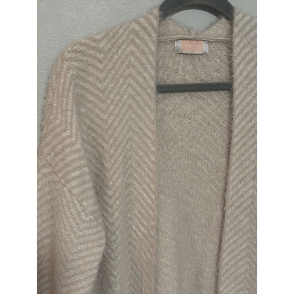 C+D+M Collection Open-Front Cardigan Women's Medium Chevron Pattern Ribbed Cuffs - Picture 3 of 7
